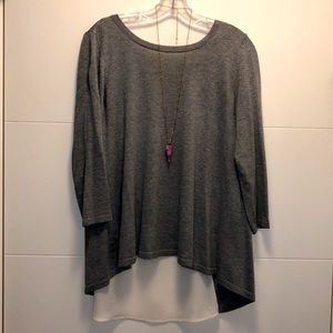 Mixed Media Tie-Back 3/4 Sweater